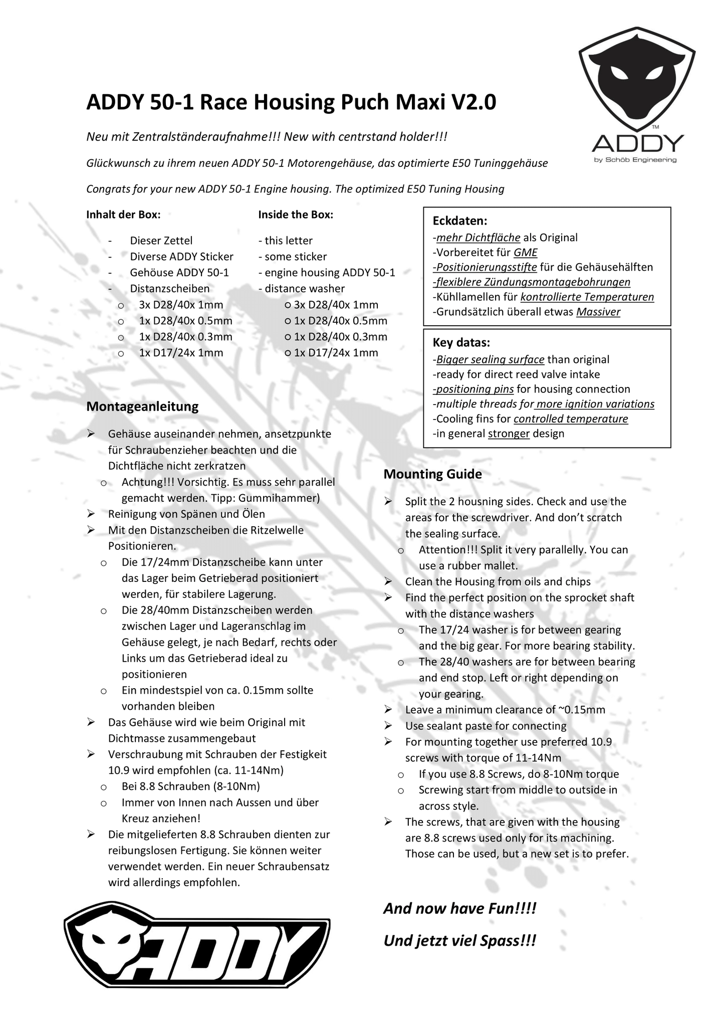 ADDY 50-1 Motorengehäuse Version 2.0 (E50 Renngehäuse)